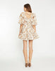 Glamorous Ruffle Neckline Mini Dress In Tan Multi Blossom