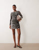 Mesh Mini Dress In Zebra Print