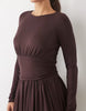 Nobody'S Child Ayla Crew Neck Ruched Waist Maxi Dress In Chocolate