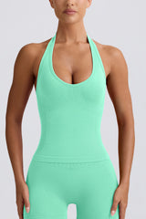 Define Luxe Halterneck Tank Top in Mint
