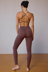 High-Waist Leggings in Taupe Brown