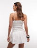 Aria Cove Shirred Tie Front Detail Mini Dress In White