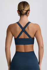 Super Sculpt Seamless Cross-Back Sports Bra in Blue