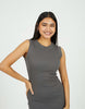Brave Soul Ribbed Jersey Sleeveless Bodycon Mini Dress In Grey