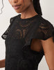 Crochet Flutter Sleeve Mini Dress In Black