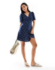 Vero Moda Button Through Mini Skater Dress With Lemon Print In Navy