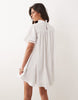 Noughts & Kisses Cotton High Neck Lace Detail Smock Mini Dress In White