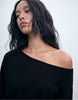 Stradivarius Short Knit Boat Neck Dress In Black
