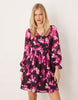 Lovedrobe Long Sleeve Faux Wrap Mini Dress In Fuchsia