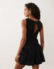 Abercrombie & Fitch Slash Neck Smocked Skort Mini Dress In Black