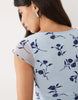 Motel Mowgli Flutter Sleeve Ruched Mini Dress In Leafy Blue