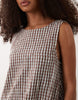 Bubble Hem Mini Dress In Mocha And Blue Check