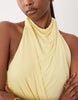 Mesh Draped Halter Mini Dress In Lemon