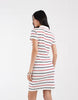 Tommy Jeans Rib Bodycon Polo Dress In Navy/Red Stripe
