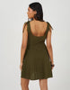 Brave Soul Strappy Button Front A-Line Mini Dress In Khaki