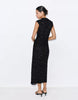 Pull&Bear Velvet Contrast Midi Dress In Black