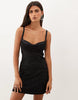 Oh Polly Satin Sequin Lace Bow Back Mini Dress In Black