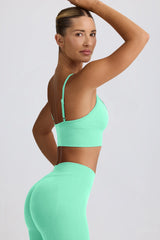 Define Luxe V-Neck Sports Bra in Mint