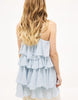 Na-Kd Ruffle Plisse Strap Mini Dress In Blue