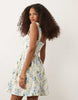 New Look Floral Bengaline Corset Mini Dress In Cream