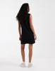 Fred Perry Sleeveless Mini Shirt Dress In Black With Dusky Blue Tipping