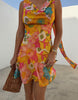 Never Fully Dressed Sophie Chiffon Cowl Scarf Detail Mini Dress In Yellow Floral Print