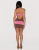 Tiger Mist Eos Bandeau Open Back Gold Hardware Detail Mini Dress In Chocolate And Pink