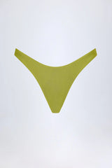 High-Leg Cheeky Bikini Bottoms in Olive Green
