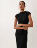 Ruched Side Rib Midi Dress In Black