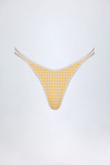 Double-Strap Cheeky Bikini Bottoms in Yellow Gingham