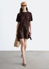 & Other Stories Drop Waist Satin Mini Dress With Hanky Hem In Chocolate Brown