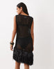 Tassel Hem Mini Dress In Black