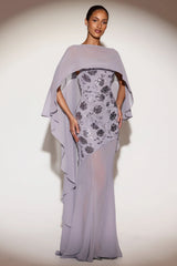 Sheer Chiffon Draped Cape in Lilac