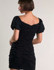 Glamorous Ruched Bardot Mini Dress In Black