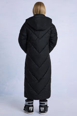 Waterproof Hooded Long Parka Coat in Black