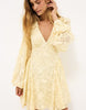Na-Kd Embroidered Chiffon Long Sleeve Mini Dress In Yellow