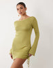 Flook The Label Freya Knitted Mini Beach Dress In Olive