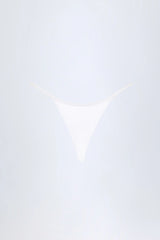 Charm-Detail Thong Bikini Bottoms in White