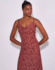 South Beach Floral Textured Cowl Neck Asymetric Maxi Dress In Rust