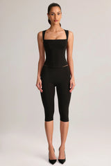 Modal Mid-Rise Capri Leggings in Black