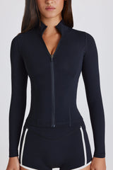 Soft Active Zip-Up Jacket in Black