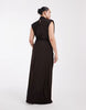 Tfnc Plus Slinky High Neck Shoulder Pad Draped Detail Maxi Dress In Chocolate