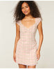 Hollister Tall Cap Sleeve Button Mini Dress In Pink And Brown Plaid