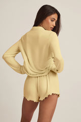 Modal Long-Sleeve Pyjama Top in Pastel Yellow