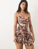 Motel Kalon Mixed Animal Print In Enchanted Brown Mini Dress