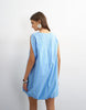 Topshop Cotton Bubble Cape Mini Dress In Woven Blue And Mint Stripe