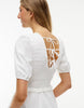 Tommy Jeans Back Tie Smock Slim Poplin Mini Dress In White