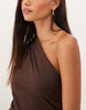 One Shoulder Jersey Maxi Dress In Chocolate