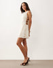 Missyempire Floral Cutwork Open Side Bead Detail Mini Shift Dress In Cream