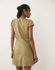 Nobody'S Child Rosa V Neck Lace Trim Cap Sleeve Mini Dress In Green Check